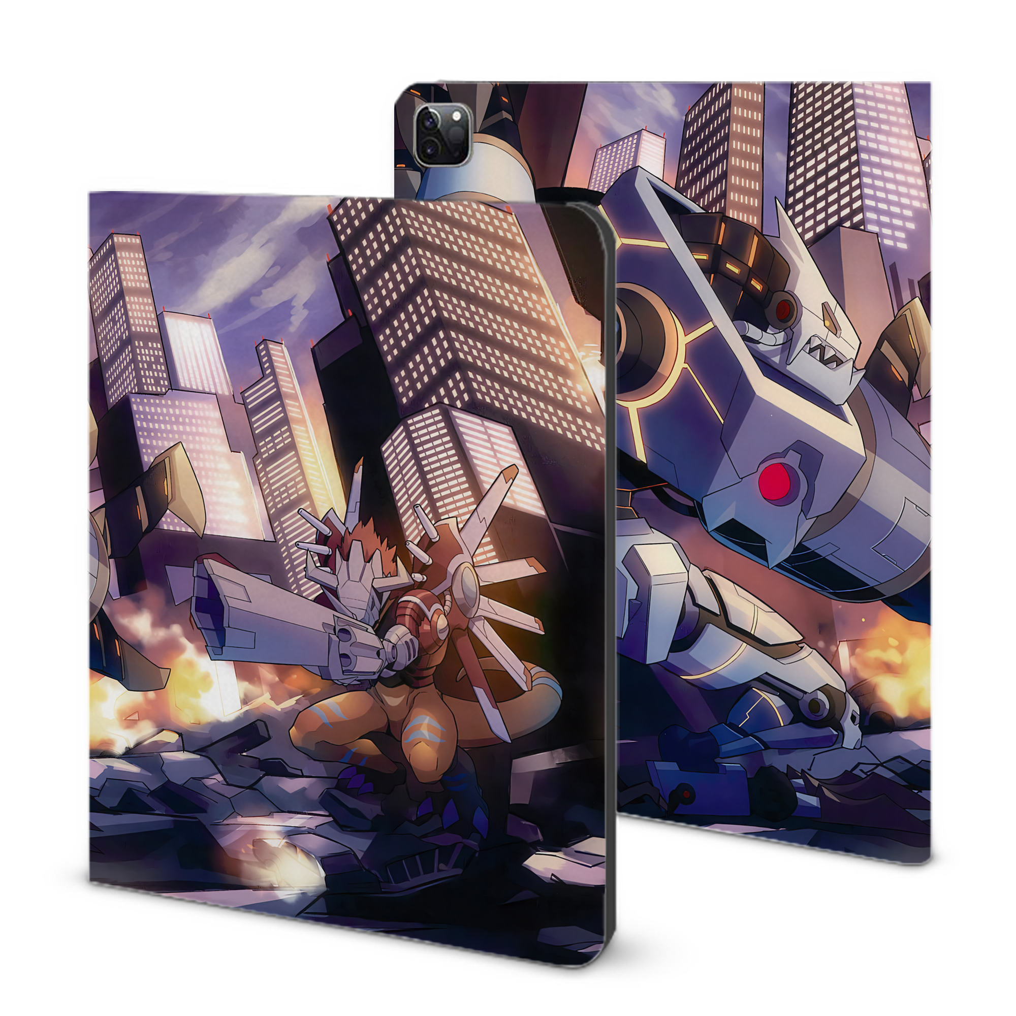 （画像用） Digimon デジタルモンスター/デジモン IPad ケース ブック型 PUレザー TPU 耐衝撃 軽量 薄型 ペン収納なし 全面保護 IPad 各モデル対応